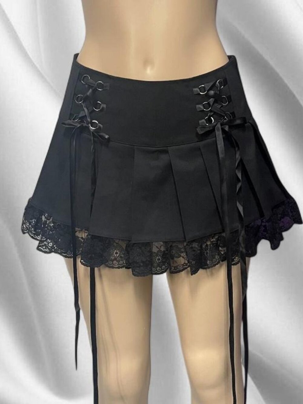 Dolls Kill Black Lace Pleated Skirt